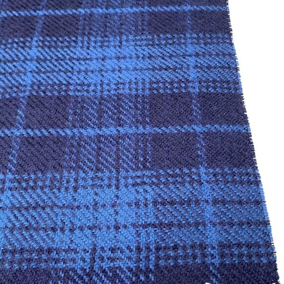 GAP Blue Plaid Scarf Acrylic Wool Blend Fringe Oblong Muffler 11.5x70" - Picture 4 of 11